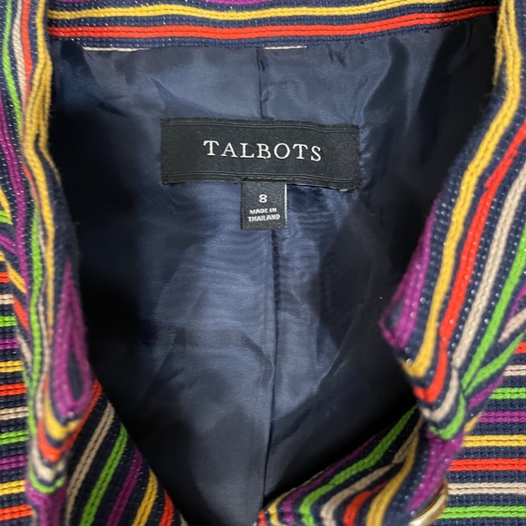 Talbots Retro Striped Metallic Thread Mandarin Collar Jacket – Size 8 - Picture 7 of 7